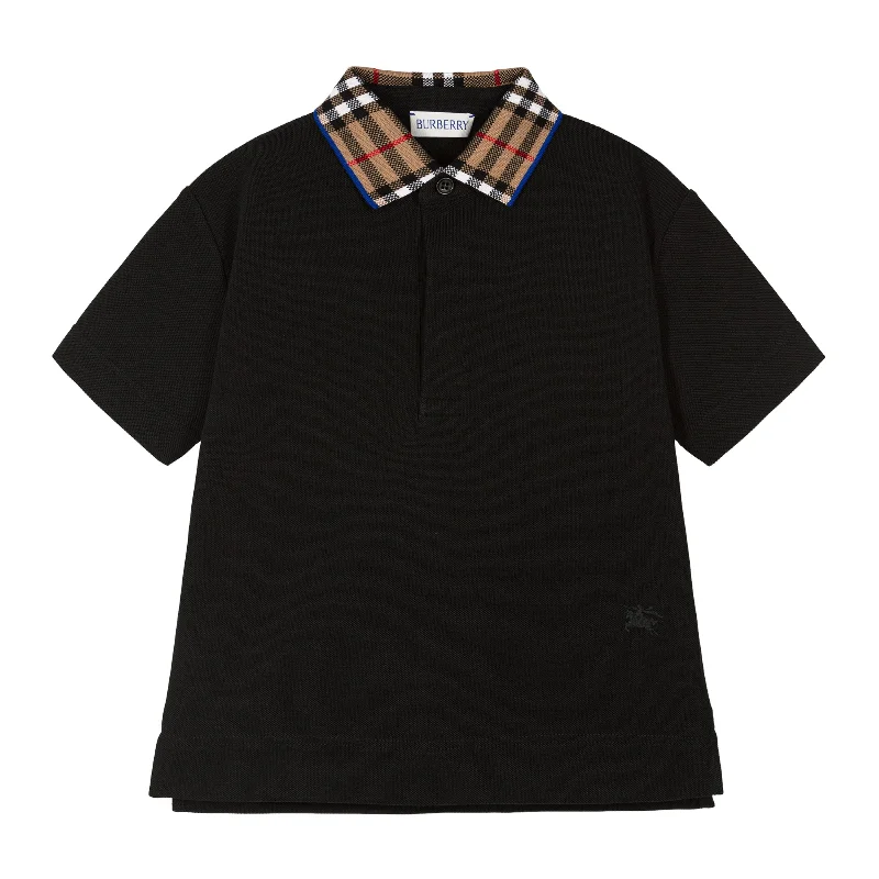 Black Logo Check Polo Shirt