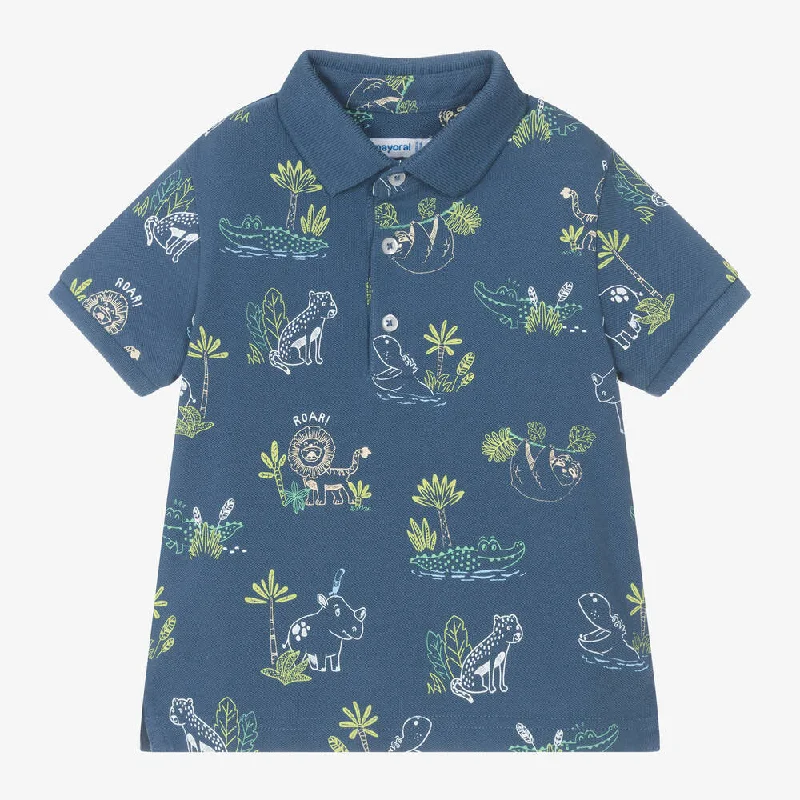 Blue Tropical Print Polo