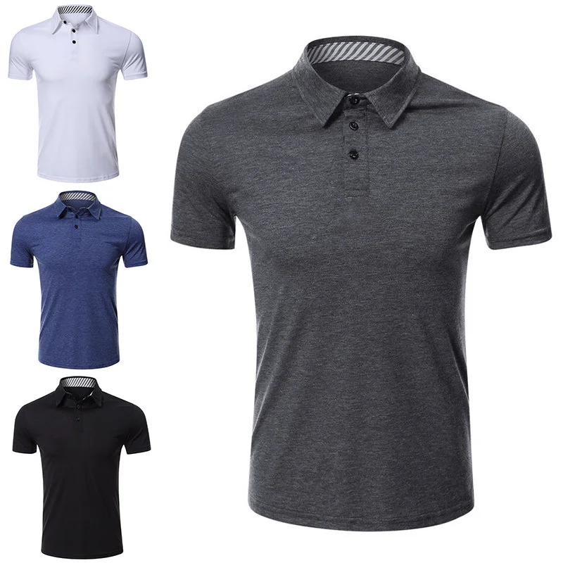 Men's Solid Color Short Sleeve Polo Shirt Casual Tops Blouse Pullover Sweatshirt