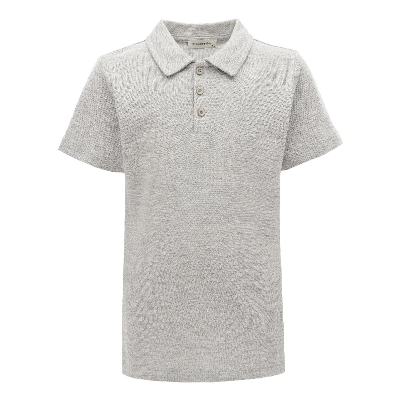 Gray Melange Solid Logo Polo