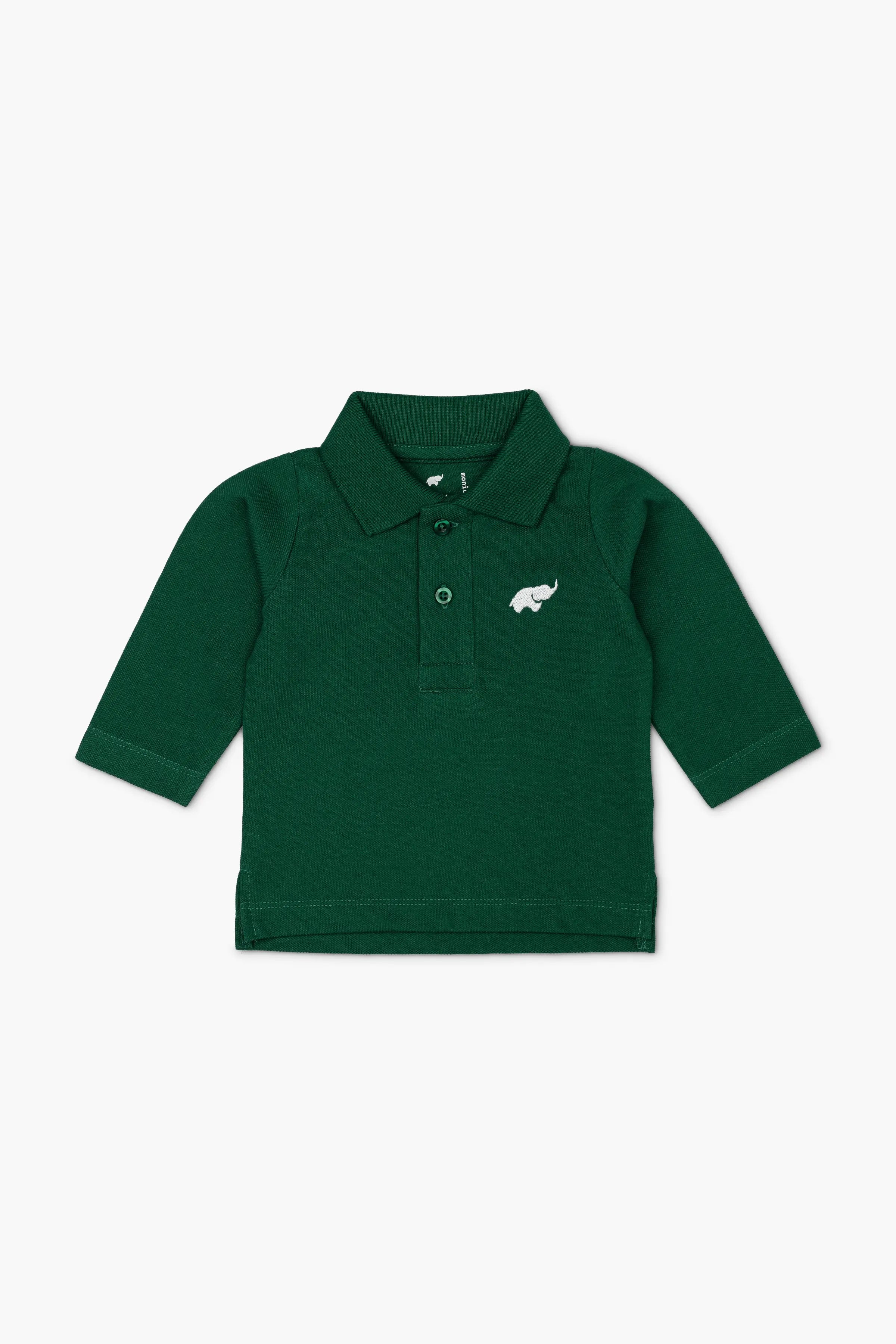 Organic Long Sleeve Polo_Green