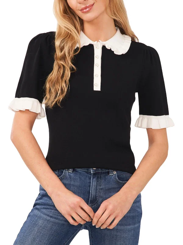 Womens Contrast Trim Polo Blouse