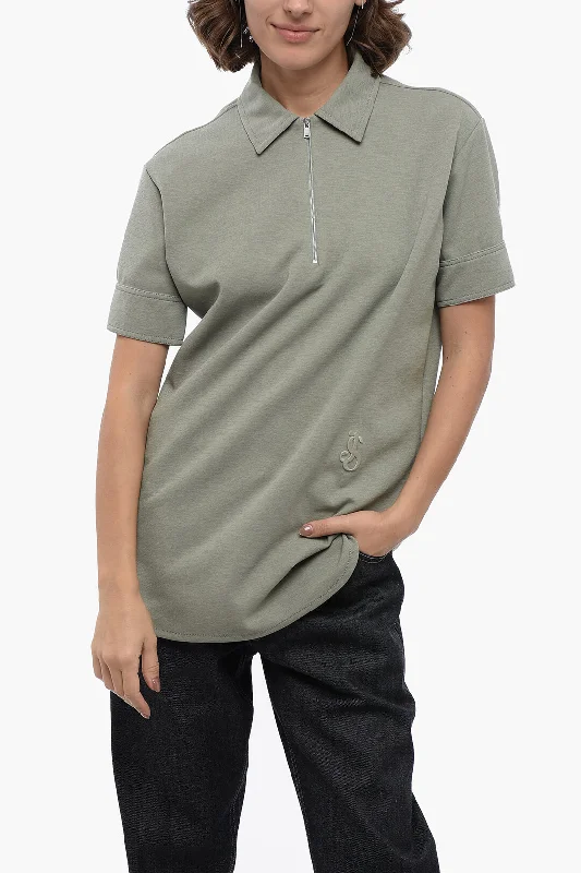 Jil Sander Half Zipped Cotton Blend Polo