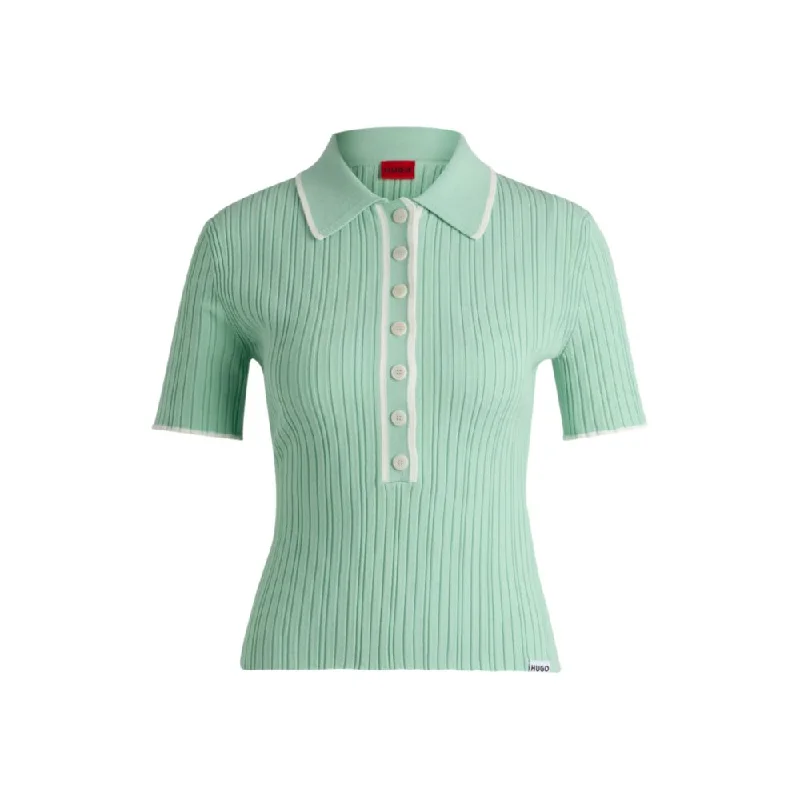 Slim-fit knit polo top