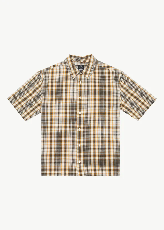 AFENDS Mens Check Out - Short Sleeve Shirt - Moonbeam Check