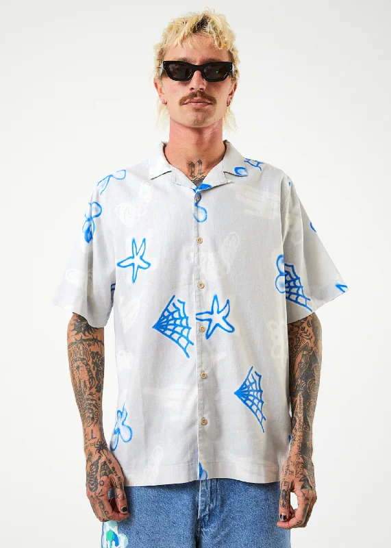 AFENDS Mens Planetary - Cuban Short Sleeve Shirt - Smoke