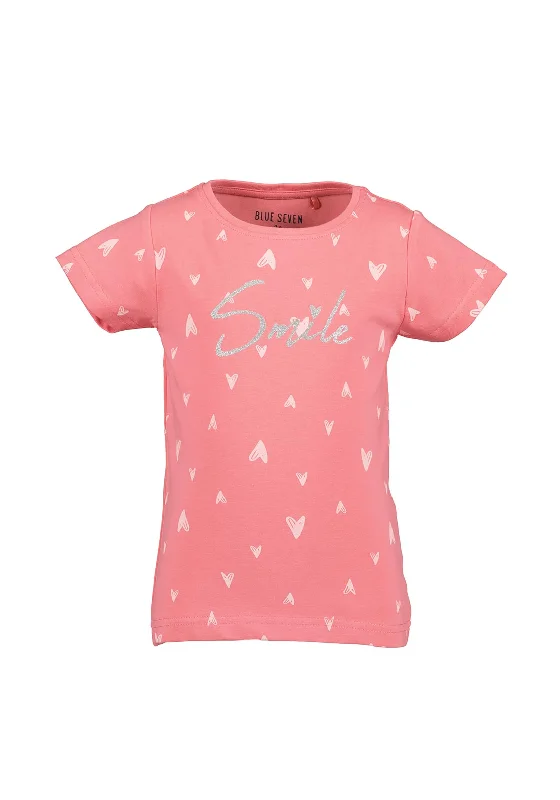 Blue Seven Girl Short Sleeve Heart Tee, Pink