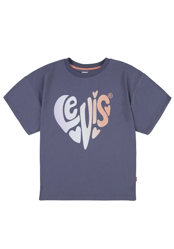 Levi’s Girl Glitter Logo Short Sleeve Tee, Blue