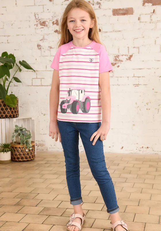 Little Lighthouse Girl Causeway Short Sleeve Tractor Tee, Pink