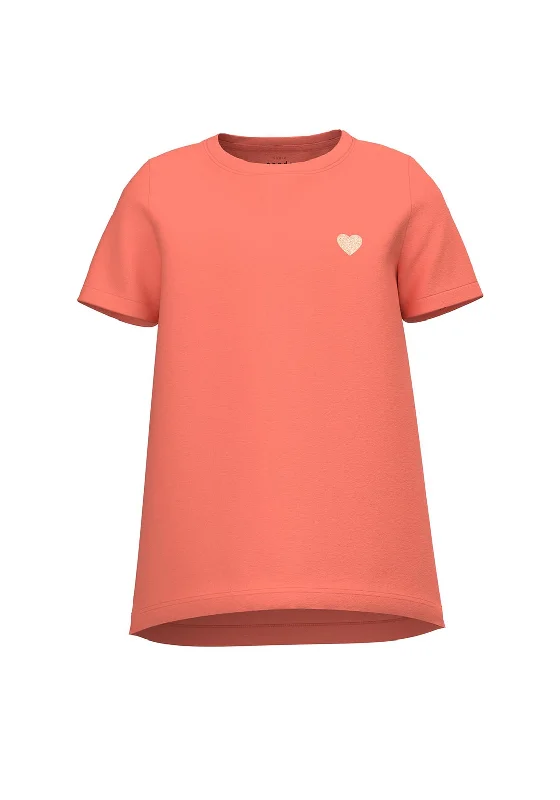 Name It Girl Violine Short Sleeve Loose Top, Coral