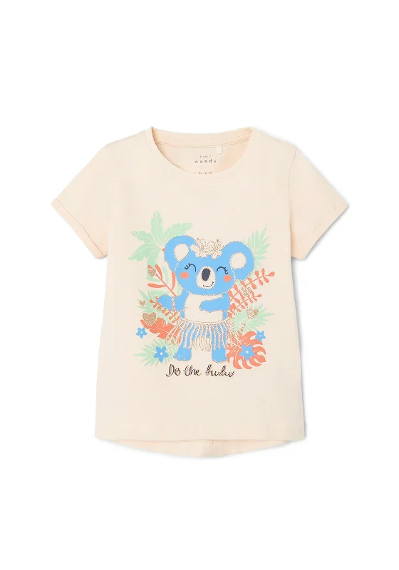 Name It Mini Girl Vix Short Sleeve Tee, Crème De Peche