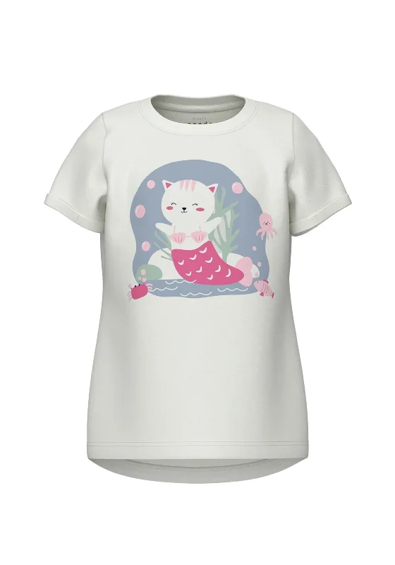 Name It Mini Girl Vix Short Sleeve Tee, Bright White