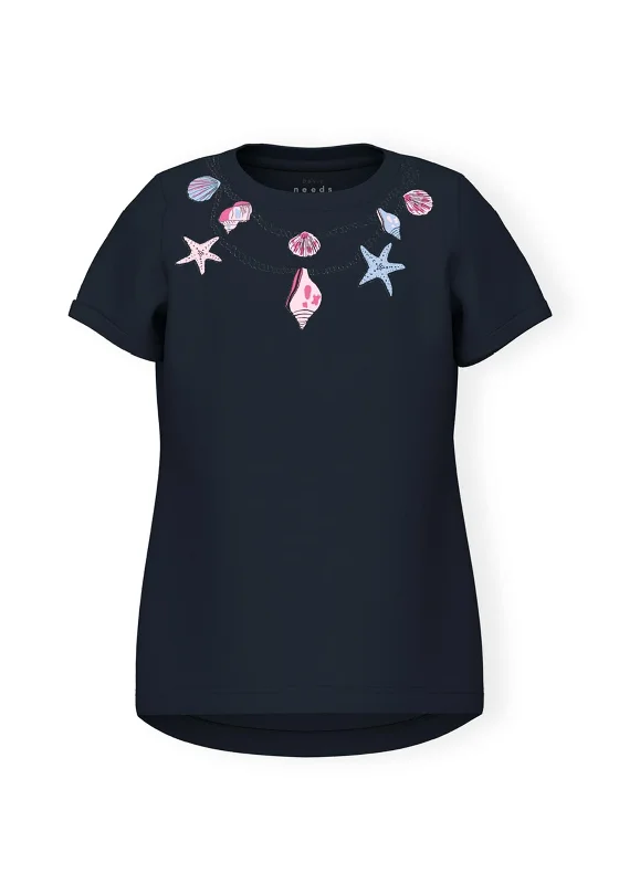 Name It Mini Girl Vix Short Sleeve Tee, Dark Sapphire