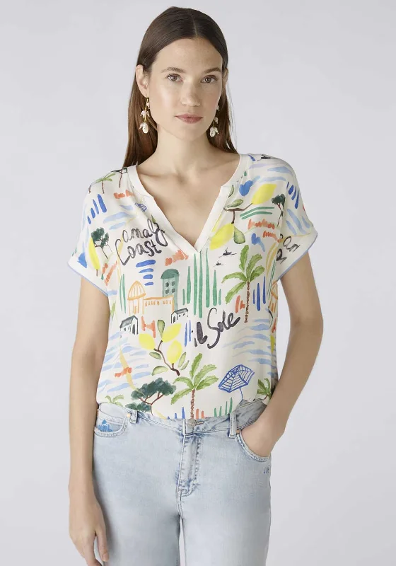 Oui Printed Short Sleeve Top, Multi