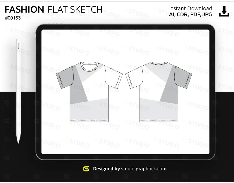 PANEL SHORT SLEEVE TEE SHIRT FLAT SKETCH