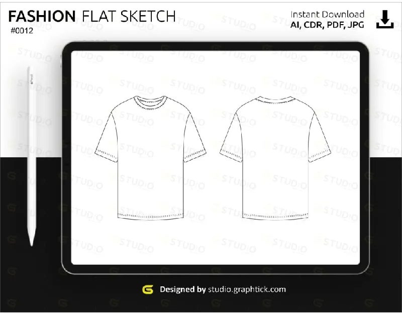 SHORT SLEEVE UNISEX TEE SHIRT FLAT SKETCH