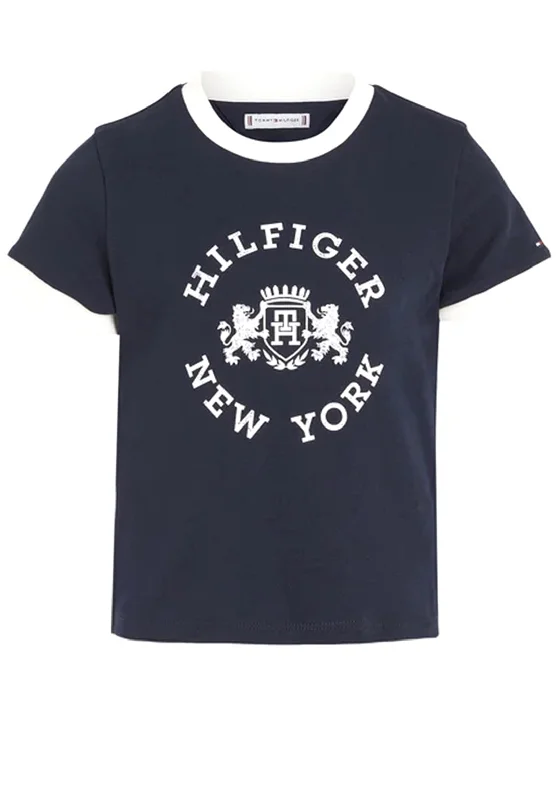 Tommy Hilfiger Girl Crest Short Sleeve Tee, Desert Sky