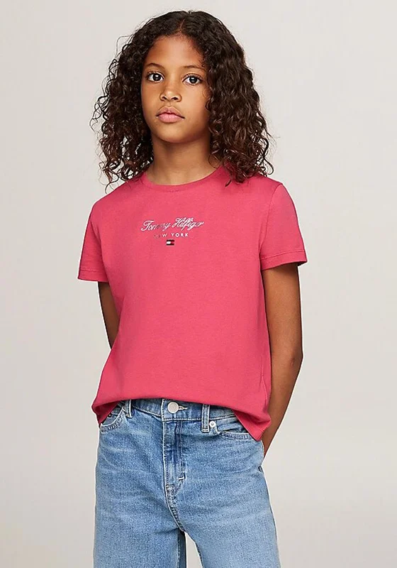 Tommy Hilfiger Girl Foil Short Sleeve Tee, Heritage Pink