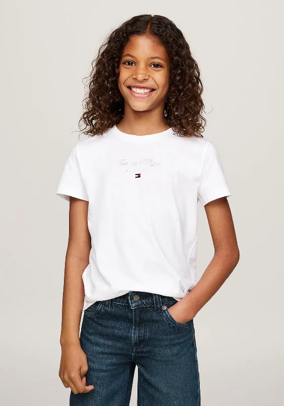 Tommy Hilfiger Girls NYC Foil Short Sleeve Tee, White