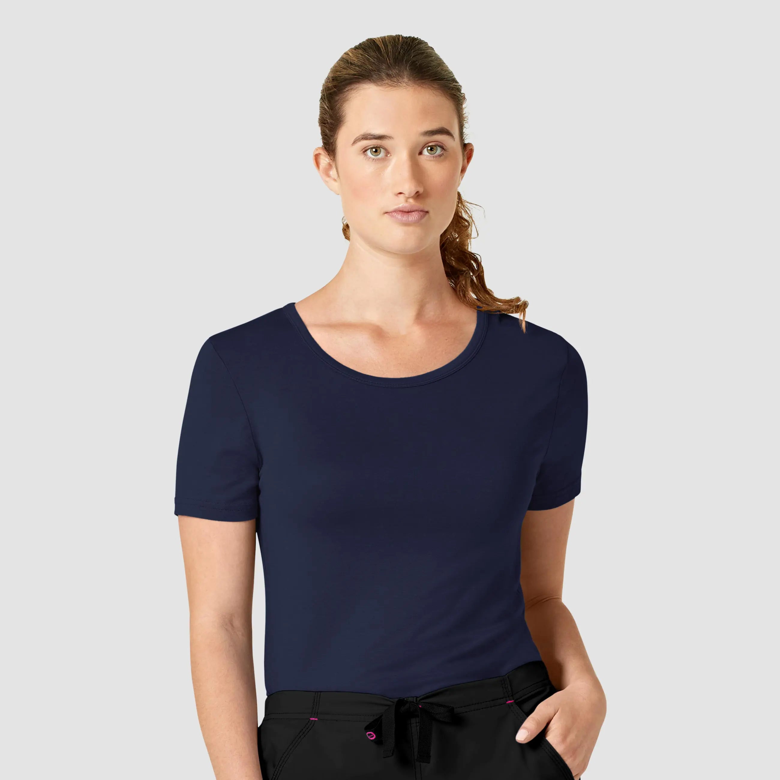 Wink Women's Silky Knit Short Sleeve Tee - Navy