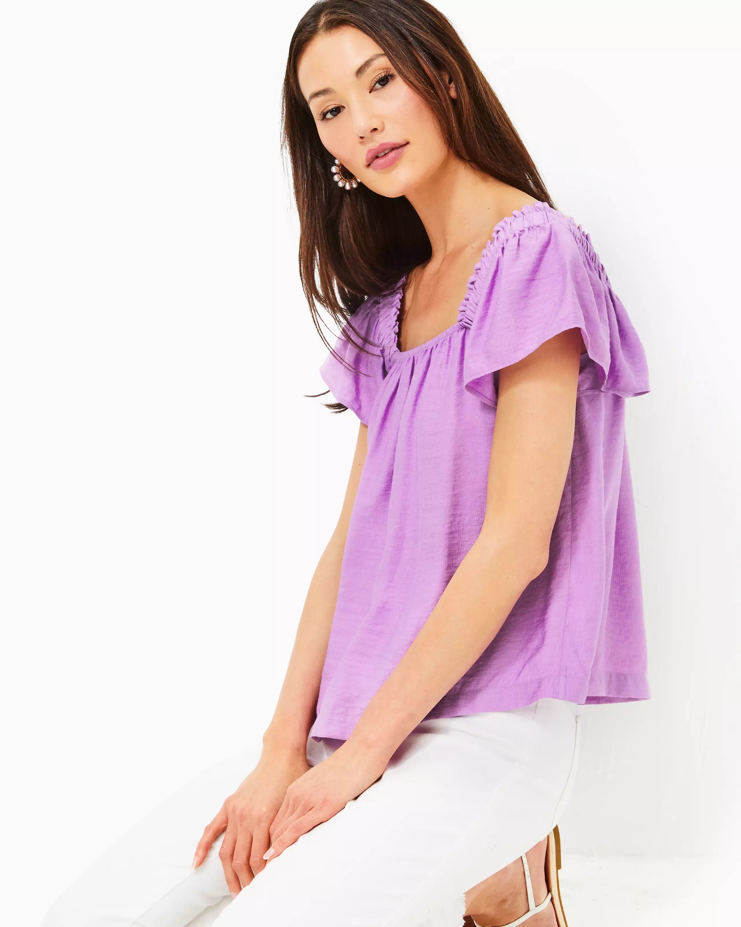 Caralisa Short Sleeve Top (Lago Lilac)