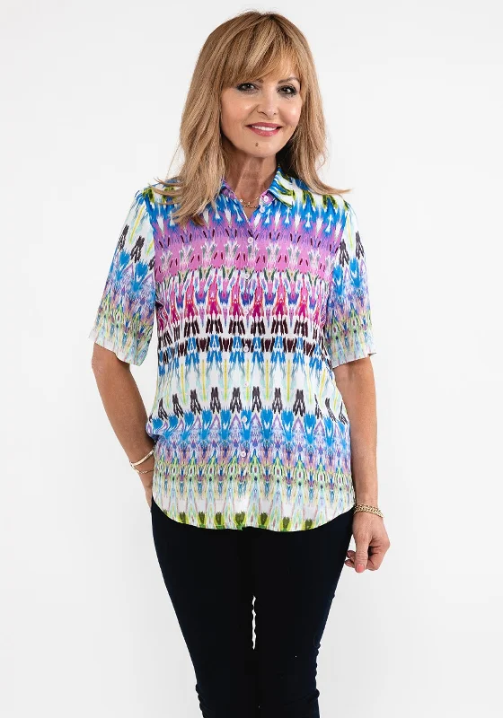 ERFO Short Sleeve Abstract Print Shirt, Blue Multi