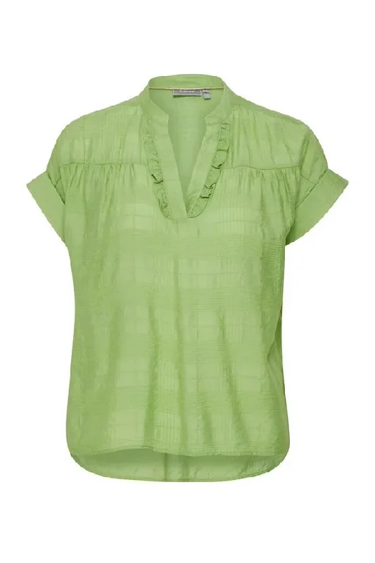 Fransa Short Sleeve Tian Blouse, Green